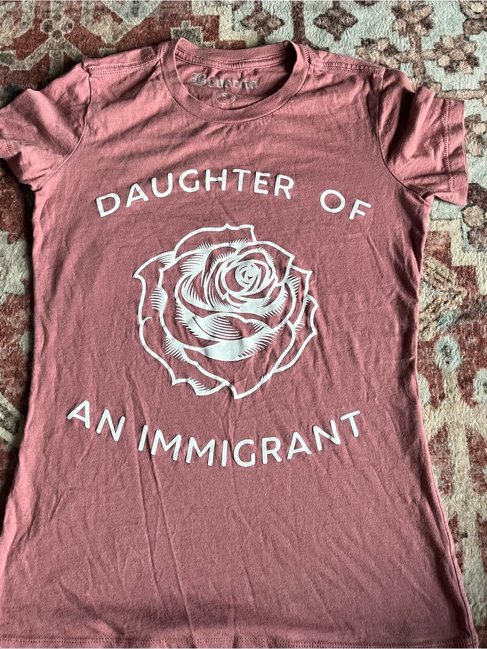 Daughter of an Immigrant Rose Graphic Tee - Pink size small